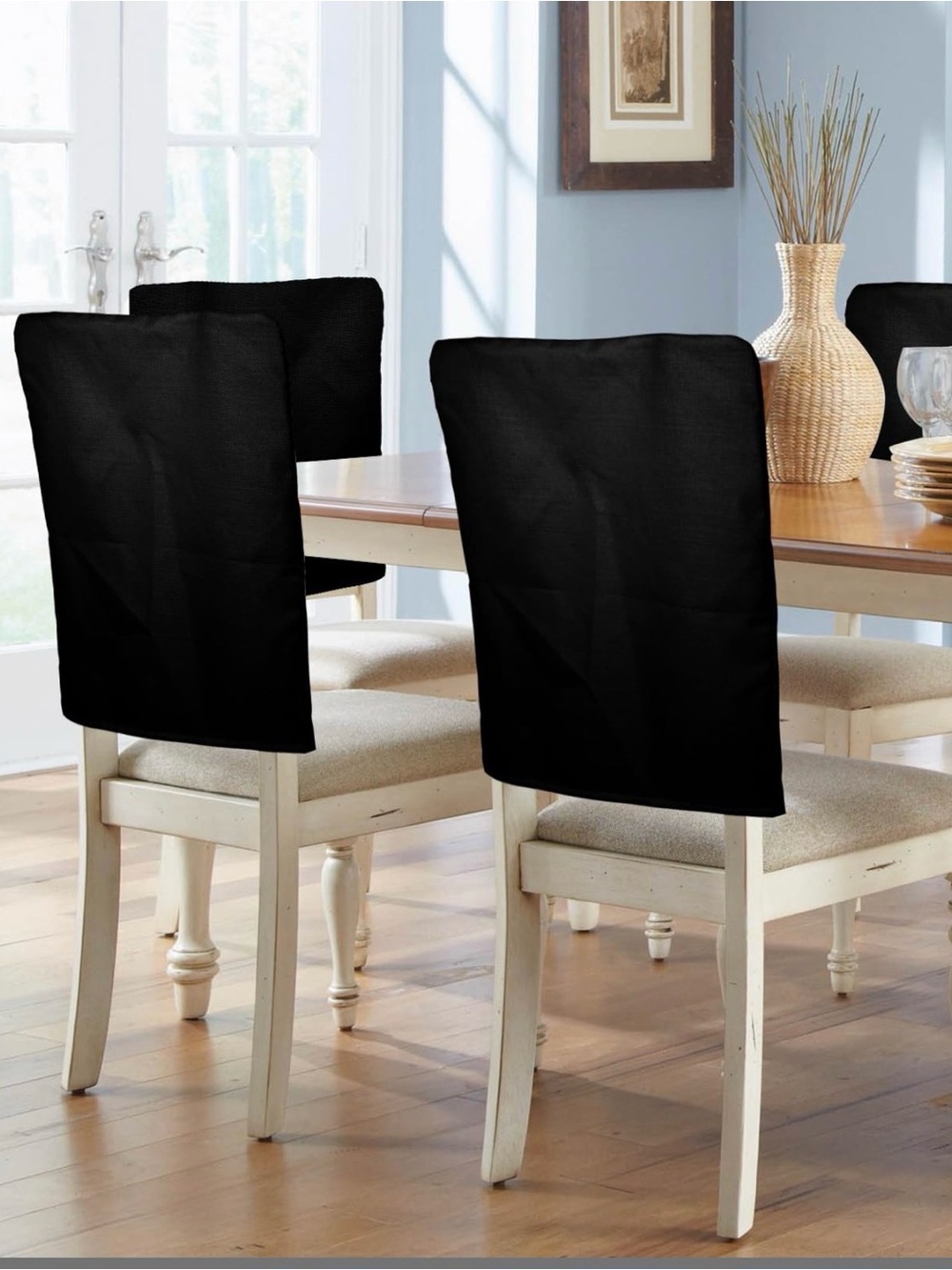 Set of Black Dining Chair Slipcovers